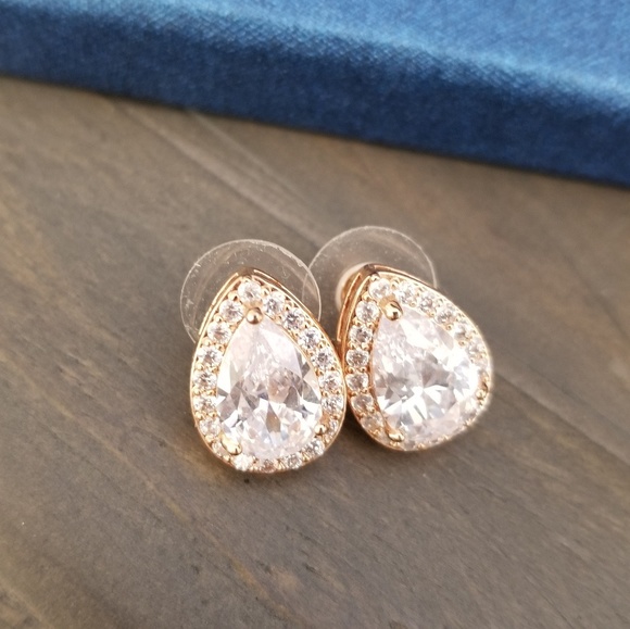sweet & V Jewelry - teardrop rose gold & diamond earrings